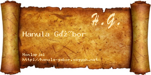 Hanula Gábor névjegykártya